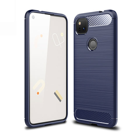 Google Pixel 4a用シリコンケース ソフトタッチラバー ライン カバー グーグル ネイビー