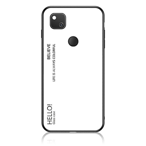 Google Pixel 4a用ハイブリットバンパーケース プラスチック 鏡面 虹 グラデーション 勾配色 カバー LS1 グーグル ホワイト