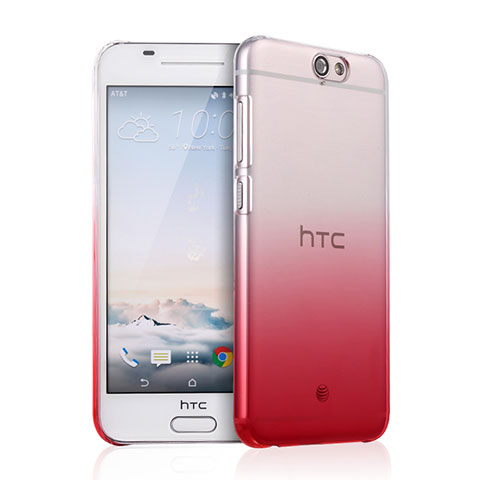 HTC One A9用ハードケース グラデーション 勾配色 クリア透明 HTC レッド