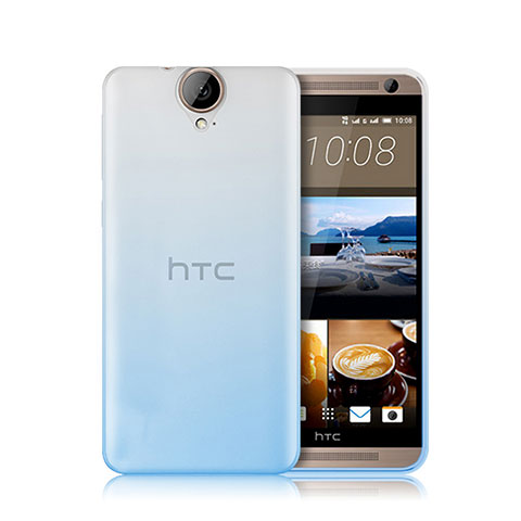 HTC One E9 Plus用極薄ソフトケース グラデーション 勾配色 クリア透明 HTC ネイビー