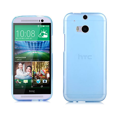 HTC One M8用極薄ソフトケース シリコンケース 耐衝撃 全面保護 クリア透明 HTC ネイビー