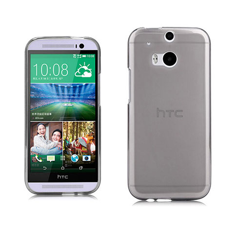 HTC One M8用極薄ソフトケース シリコンケース 耐衝撃 全面保護 クリア透明 HTC グレー