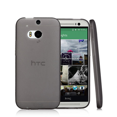 HTC One M8用極薄ソフトケース シリコンケース 耐衝撃 全面保護 クリア透明 T01 HTC ブラック