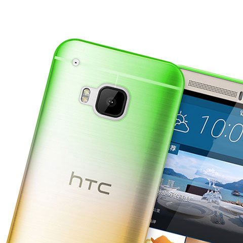 HTC One M9用極薄ソフトケース グラデーション 勾配色 クリア透明 HTC グリーン