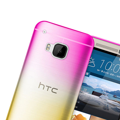 HTC One M9用極薄ソフトケース グラデーション 勾配色 クリア透明 HTC ピンク