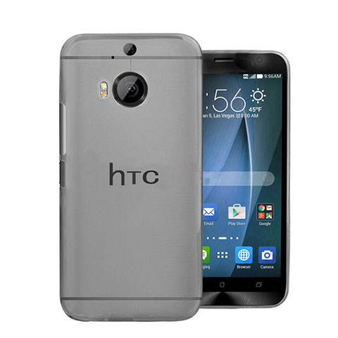 HTC One M9 Plus用極薄ケース クリア透明 プラスチック HTC グレー