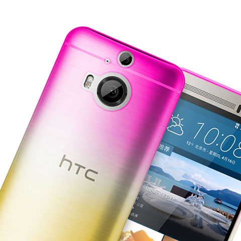 HTC One M9 Plus用極薄ソフトケース グラデーション 勾配色 クリア透明 HTC ピンク
