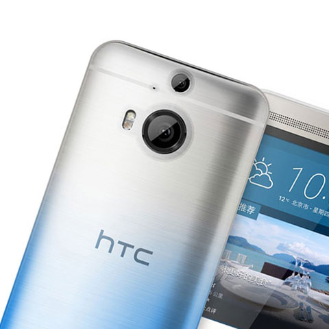 HTC One M9 Plus用極薄ソフトケース グラデーション 勾配色 クリア透明 HTC ネイビー