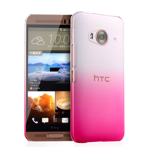HTC One Me用ハードケース グラデーション 勾配色 クリア透明 HTC ピンク