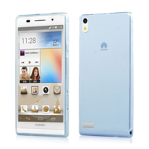 Huawei Ascend P6用極薄ソフトケース シリコンケース 耐衝撃 全面保護 クリア透明 ファーウェイ ネイビー