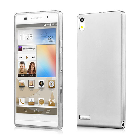 Huawei Ascend P6用極薄ソフトケース シリコンケース 耐衝撃 全面保護 クリア透明 ファーウェイ グレー