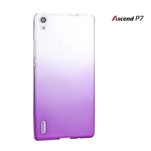 Huawei Ascend P7用ハードケース グラデーション 勾配色 クリア透明 ファーウェイ パープル
