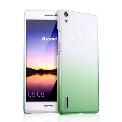 Huawei Ascend P7用ハードケース グラデーション 勾配色 クリア透明 ファーウェイ グリーン