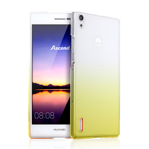 Huawei Ascend P7用ハードケース グラデーション 勾配色 クリア透明 ファーウェイ イエロー