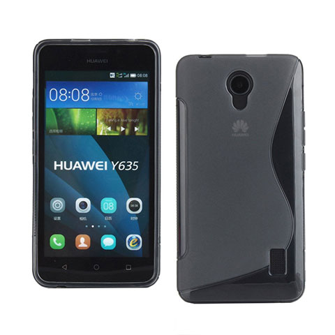 Huawei Ascend Y635用ソフトケース S ライン クリア透明 ファーウェイ グレー