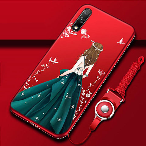 Huawei Enjoy 10用シリコンケース ソフトタッチラバー バタフライ ドレスガール ドレス少女 カバー ファーウェイ マルチカラー