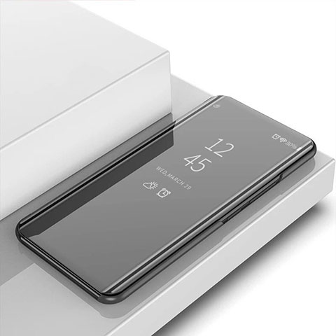 Huawei Enjoy 10 Plus用手帳型 レザーケース スタンド 鏡面 カバー L02 ファーウェイ ブラック