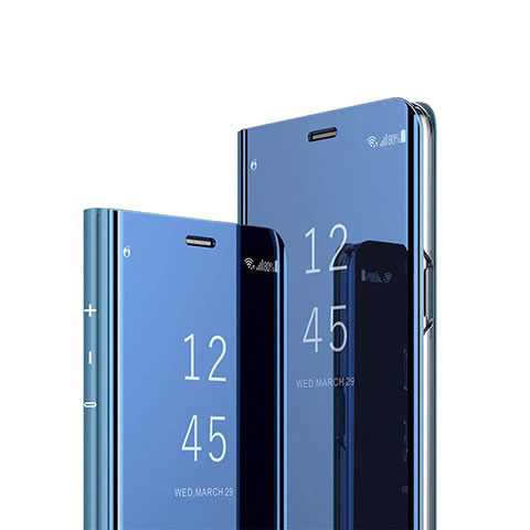 Huawei Enjoy 10 Plus用手帳型 レザーケース スタンド 鏡面 カバー L03 ファーウェイ ネイビー