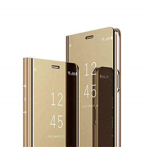 Huawei Enjoy 10e用手帳型 レザーケース スタンド 鏡面 カバー L02 ファーウェイ ゴールド