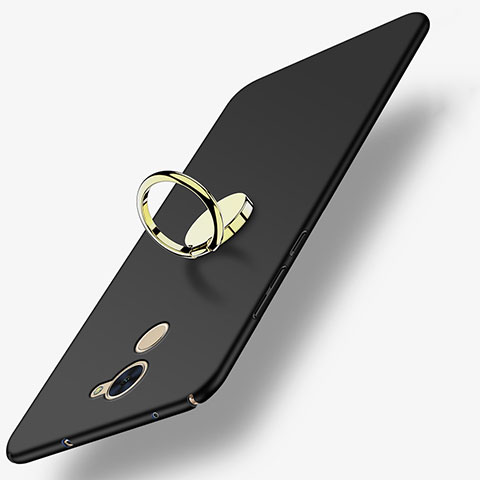 Huawei Enjoy 7 Plus用ハードケース プラスチック 質感もマット アンド指輪 A03 ファーウェイ ブラック