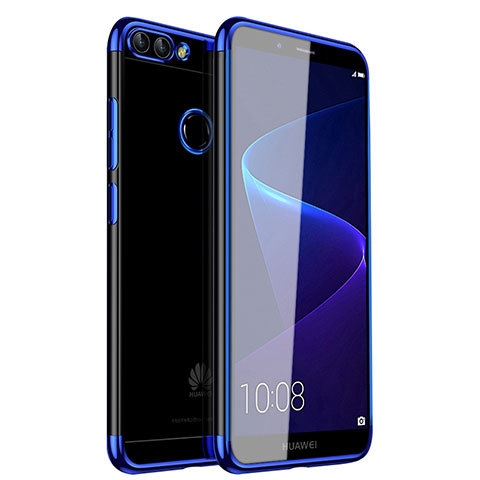 Huawei Enjoy 7S用極薄ソフトケース シリコンケース 耐衝撃 全面保護 クリア透明 H01 ファーウェイ ネイビー