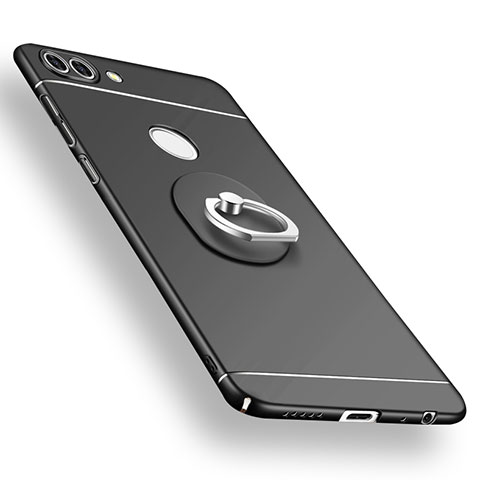 Huawei Enjoy 7S用ハードケース プラスチック 質感もマット アンド指輪 A02 ファーウェイ ブラック