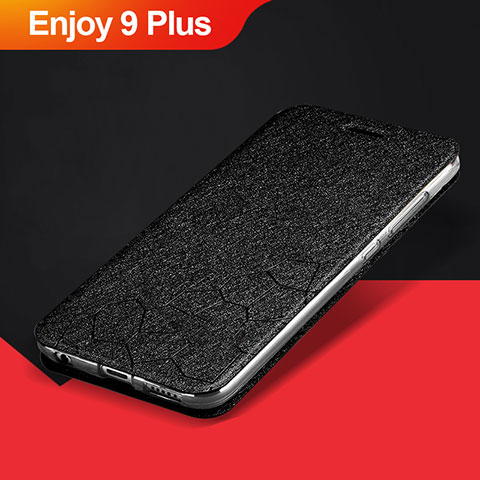 Huawei Enjoy 9 Plus用手帳型 レザーケース スタンド カバー L01 ファーウェイ ブラック