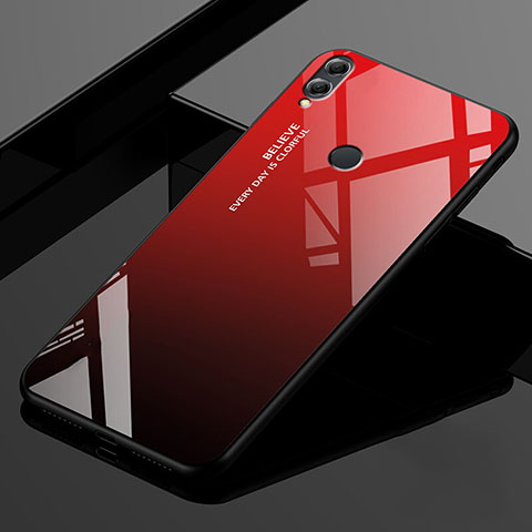 Huawei Enjoy Max用ハイブリットバンパーケース プラスチック 鏡面 虹 グラデーション 勾配色 カバー ファーウェイ レッド