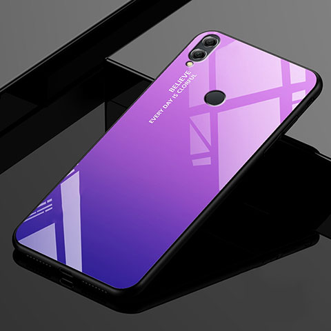 Huawei Enjoy Max用ハイブリットバンパーケース プラスチック 鏡面 虹 グラデーション 勾配色 カバー ファーウェイ パープル