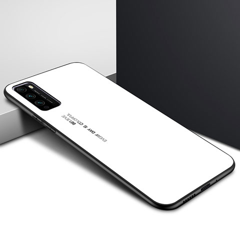 Huawei Enjoy Z 5G用ハイブリットバンパーケース プラスチック 鏡面 虹 グラデーション 勾配色 カバー ファーウェイ ホワイト