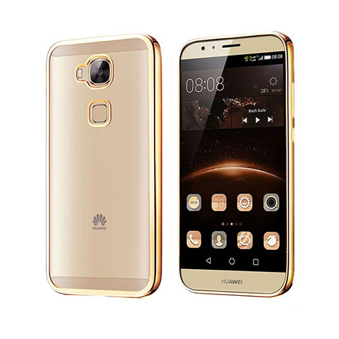 Huawei G7 Plus用ハイブリットバンパーケース クリア透明 プラスチック ファーウェイ ゴールド