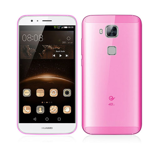 Huawei G7 Plus用極薄ケース クリア透明 プラスチック ファーウェイ ピンク