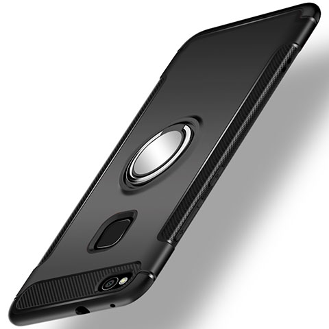 Huawei GR3 (2017)用ハイブリットバンパーケース プラスチック アンド指輪 兼シリコーン カバー ファーウェイ ブラック