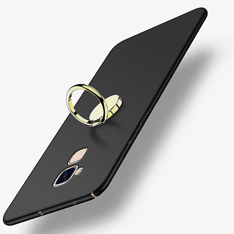 Huawei GR5 Mini用ハードケース プラスチック 質感もマット アンド指輪 A04 ファーウェイ ブラック