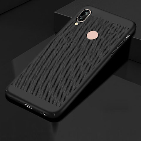 Huawei Honor 10 Lite用ハードケース プラスチック メッシュ デザイン カバー ファーウェイ ブラック