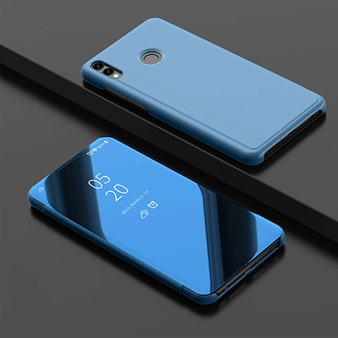 Huawei Honor 10 Lite用手帳型 レザーケース スタンド 鏡面 カバー ファーウェイ ブルー