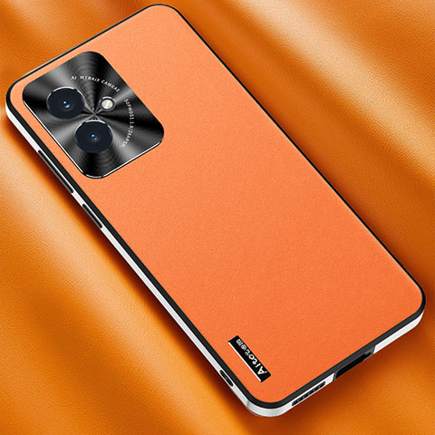Huawei Honor 100 5G用ケース 高級感 手触り良いレザー柄 AT2 ファーウェイ オレンジ