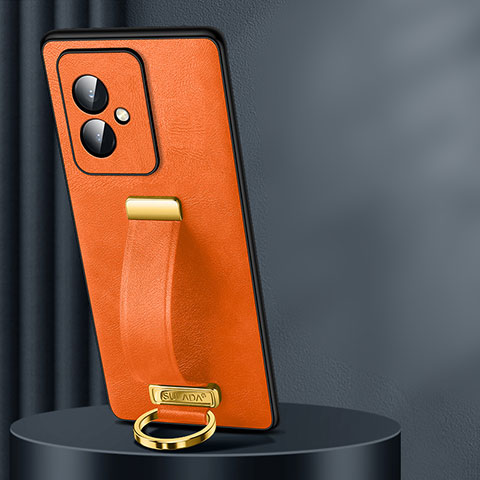 Huawei Honor 100 5G用ケース 高級感 手触り良いレザー柄 LD1 ファーウェイ オレンジ