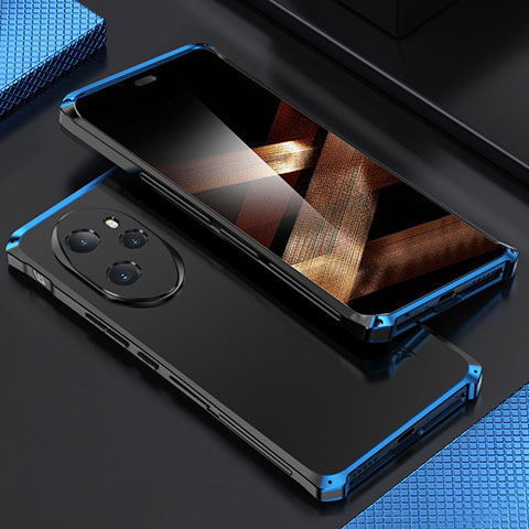 Huawei Honor 100 Pro 5G用360度 フルカバー ケース 高級感 手触り良い アルミメタル 製の金属製 ファーウェイ ネイビー・ブラック