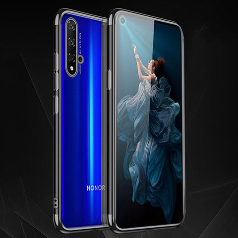 Huawei Honor 20用極薄ソフトケース シリコンケース 耐衝撃 全面保護 クリア透明 H02 ファーウェイ ブラック