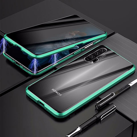 Huawei Honor 20用ケース 高級感 手触り良い アルミメタル 製の金属製 360度 フルカバーバンパー 鏡面 カバー T02 ファーウェイ グリーン