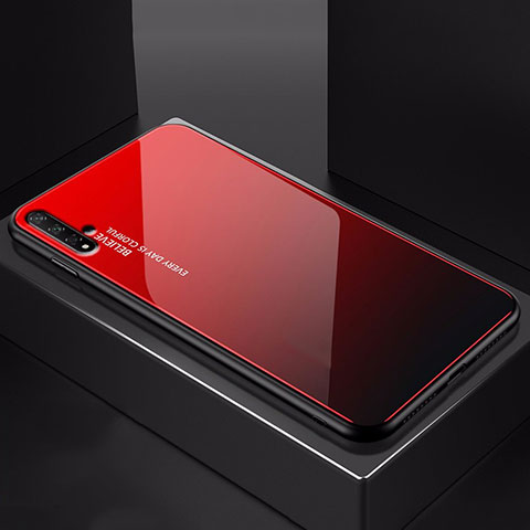 Huawei Honor 20用ハイブリットバンパーケース プラスチック 鏡面 虹 グラデーション 勾配色 カバー H01 ファーウェイ レッド