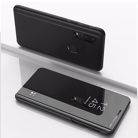 Huawei Honor 20 Lite用手帳型 レザーケース スタンド 鏡面 カバー ファーウェイ ブラック