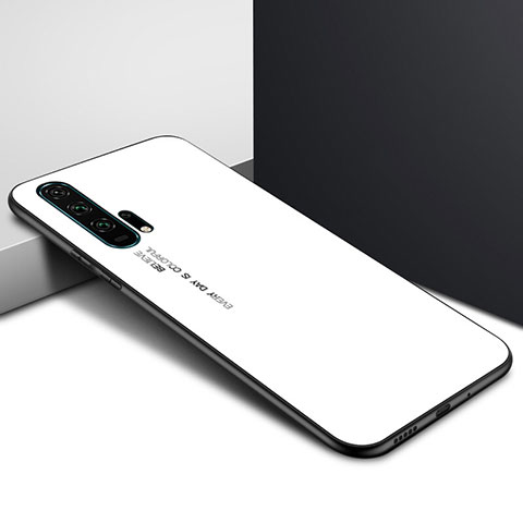 Huawei Honor 20 Pro用ハイブリットバンパーケース プラスチック パターン 鏡面 カバー ファーウェイ ホワイト