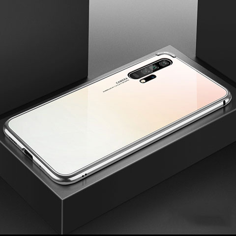 Huawei Honor 20 Pro用ケース 高級感 手触り良い アルミメタル 製の金属製 360度 フルカバーバンパー 鏡面 カバー T07 ファーウェイ ピンク