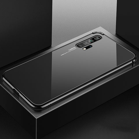 Huawei Honor 20 Pro用ケース 高級感 手触り良い アルミメタル 製の金属製 360度 フルカバーバンパー 鏡面 カバー T07 ファーウェイ ブラック