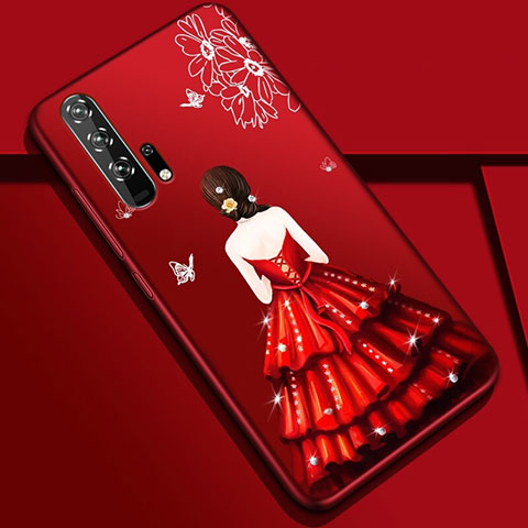 Huawei Honor 20 Pro用シリコンケース ソフトタッチラバー バタフライ ドレスガール ドレス少女 カバー K01 ファーウェイ カラフル