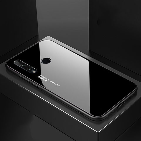 Huawei Honor 20i用ハイブリットバンパーケース プラスチック 鏡面 虹 グラデーション 勾配色 カバー H01 ファーウェイ ブラック