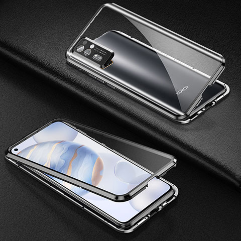 Huawei Honor 30用ケース 高級感 手触り良い アルミメタル 製の金属製 360度 フルカバーバンパー 鏡面 カバー M04 ファーウェイ ブラック