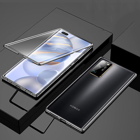 Huawei Honor 30 Pro用ケース 高級感 手触り良い アルミメタル 製の金属製 360度 フルカバーバンパー 鏡面 カバー M01 ファーウェイ ブラック